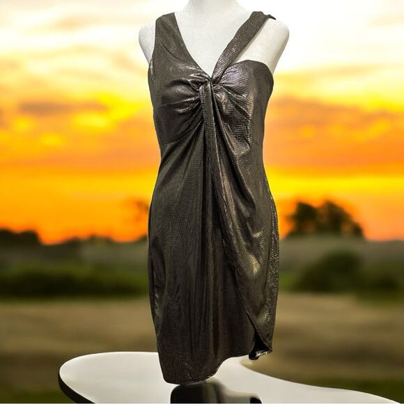 Star Wars Gold Metallic Dress Shoulder Straps Gather at Bust Back Zip Large New - Picture 1 of 11